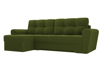 Угловой диван для гостиной Амстердам, Зеленый (микровельвет) в Петрозаводске