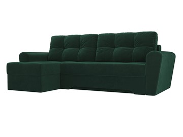 Угловой диван с оттоманкой Амстердам, Зеленый (велюр) в Петрозаводске