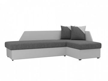 Угловой диван с оттоманкой Андора, Серый/Белый (рогожка/экокожа) в Петрозаводске