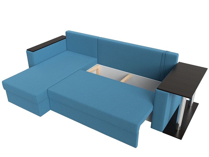 Угловой диван с оттоманкой Атланта Лайт, Амур голубой (микровельвет) в Петрозаводске - изображение 1