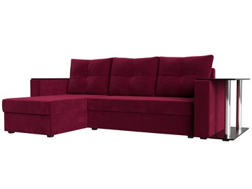 Угловой диван с оттоманкой Атланта Лайт, Бордовый (микровельвет) в Петрозаводске - предосмотр