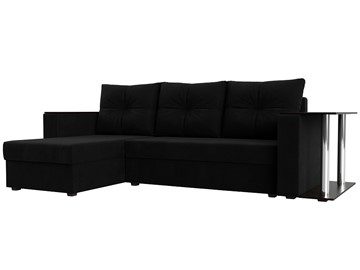 Угловой диван с оттоманкой Атланта Лайт, Черный (микровельвет) в Петрозаводске - предосмотр