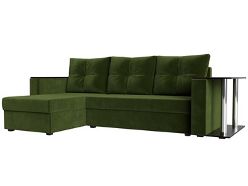 Угловой диван с оттоманкой Атланта Лайт, Зеленый (микровельвет) в Петрозаводске - предосмотр