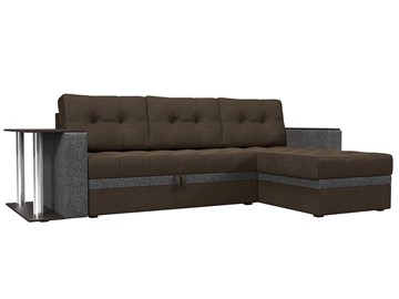 Угловой диван для гостиной Атланта М, Коричневый/Серый/Серые подлокотники (рогожка) в Петрозаводске