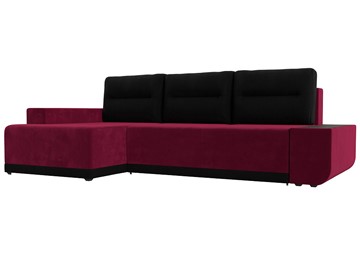 Угловой диван Чикаго, Бордовый/Черный (микровельвет) в Петрозаводске