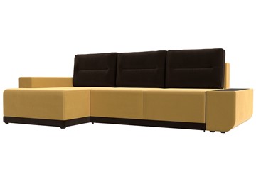 Угловой раскладной диван Чикаго, Желтый/Коричневый (микровельвет) в Петрозаводске