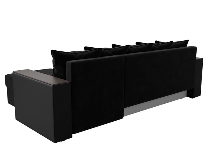Угловой диван с оттоманкой Дубай Лайт, Черный/Черный (велюр/экокожа) в Петрозаводске - изображение 7