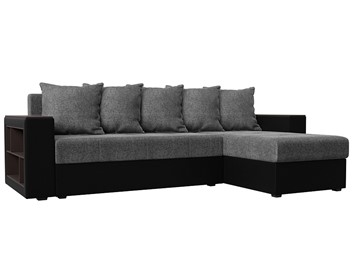 Угловой диван с оттоманкой Дубай Лайт, Серый/Черный (рогожка/экокожа) в Петрозаводске