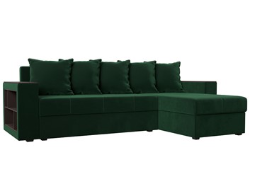Угловой диван с оттоманкой Дубай Лайт, Зеленый (велюр) в Петрозаводске