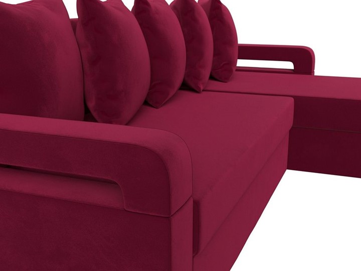 Угловой диван с оттоманкой Гермес Лайт, Бордовый (Микровельвет) в Петрозаводске - изображение 6