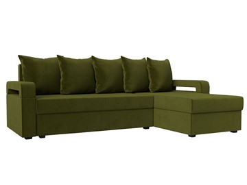 Угловой диван с оттоманкой Гермес Лайт, Зеленый (Микровельвет) в Петрозаводске