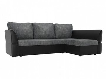 Угловой диван с оттоманкой Гесен, Серый/Черный (рогожка/экокожа) в Петрозаводске