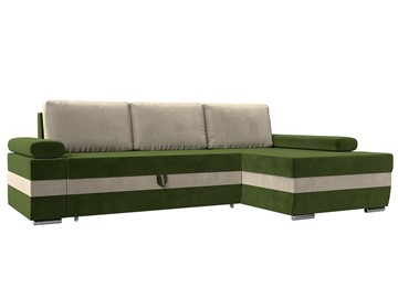 Угловой диван с оттоманкой Канкун, Зеленый/Бежевый (микровельвет) НПБ в Петрозаводске