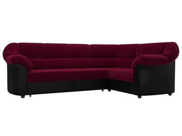 Угловой диван для гостиной Карнелла, Бордовый/Черный (микровельвет/экокожа) в Петрозаводске