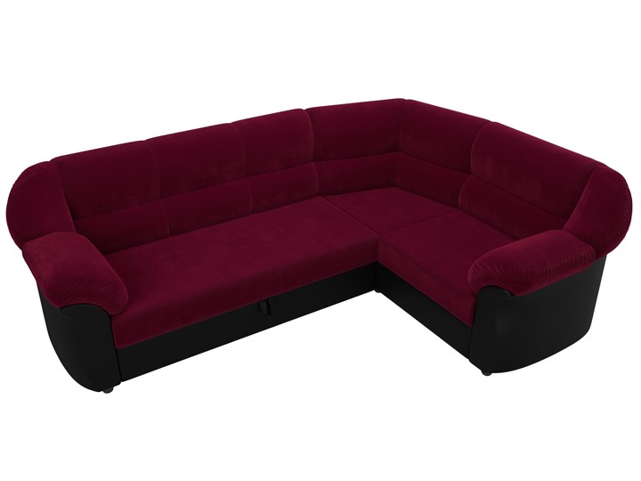 Угловой диван для гостиной Карнелла, Бордовый/Черный (микровельвет/экокожа) в Петрозаводске - изображение 5