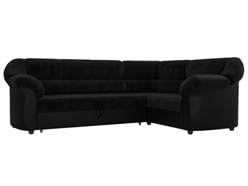 Угловой диван для гостиной Карнелла, Черный (велюр/экокожа) в Петрозаводске - предосмотр