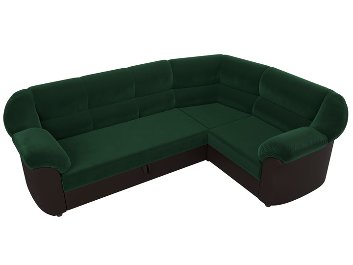 Угловой диван Карнелла, Зеленый/Коричневый (велюр/экокожа) в Петрозаводске - изображение 5