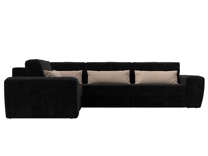 Угловой диван Лига-008 Long, Черный\Бежевый (велюр) арт. 118729 в Петрозаводске - изображение 1