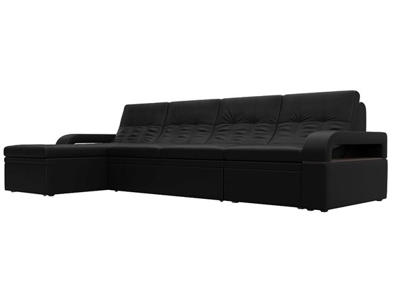Угловой диван Лига-035 Лонг, Черный (Экокожа) в Петрозаводске - изображение