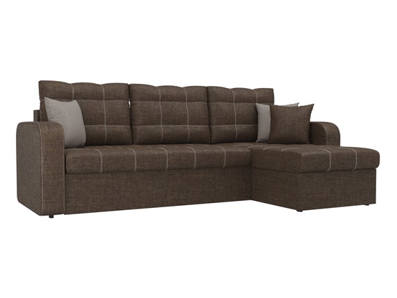 Угловой диван для гостиной Ливерпуль, Коричневый (рогожка) в Петрозаводске - изображение