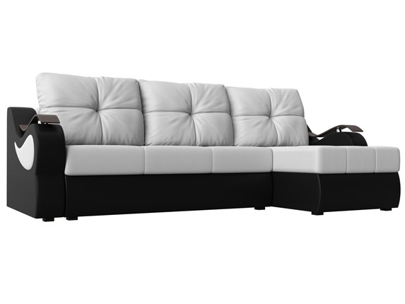 Угловой диван Меркурий, Белый/черный (экокожа) в Петрозаводске - изображение
