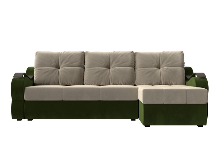 Угловой диван Меркурий, Бежевый/зеленый (вельвет) в Петрозаводске - изображение 1