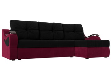 Угловой раскладной диван Меркурий, Черный/Бордовый (микровельвет) в Петрозаводске
