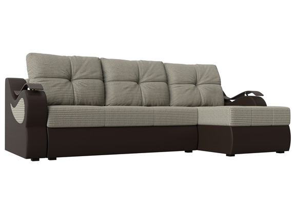 Угловой диван Меркурий, Корфу 02 (рогожка)/коричневый (экокожа) в Петрозаводске - изображение