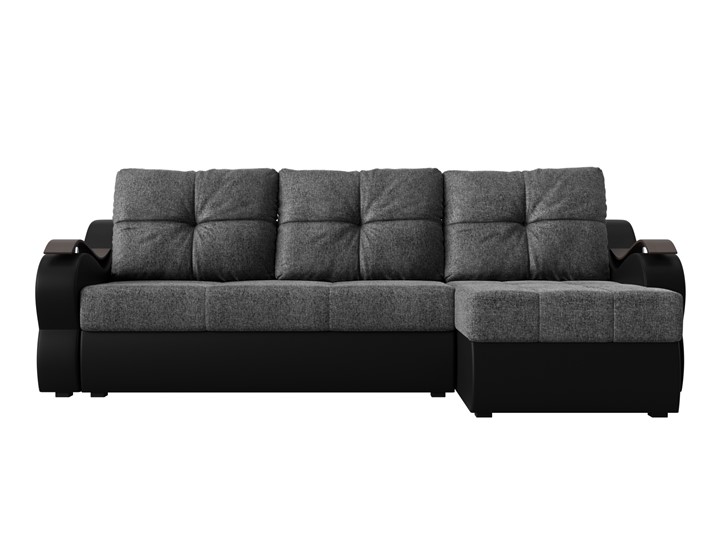 Угловой диван Меркурий, Серый/черный (рогожка/экокожа) в Петрозаводске - изображение 1