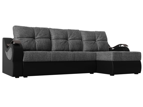 Угловой диван Меркурий, Серый/черный (рогожка/экокожа) в Петрозаводске - изображение