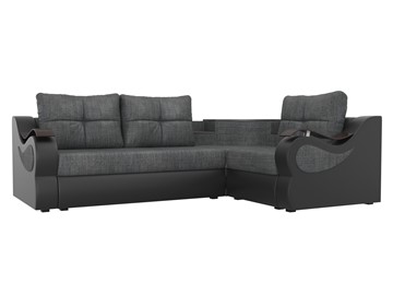 Угловой диван для гостиной Митчелл, Серый/Черный (рогожка/экокожа) в Петрозаводске - предосмотр