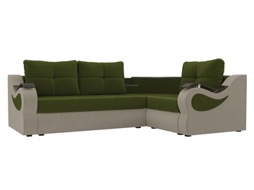 Угловой диван для гостиной Митчелл, Зеленый/Бежевый (микровельвет) в Петрозаводске - предосмотр