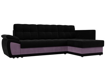 Угловой диван для гостиной Нэстор прайм, Черный/Сиреневый (микровельвет) в Петрозаводске