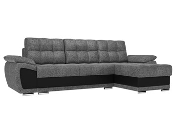 Угловой диван для гостиной Нэстор, Серый/Черный (рогожка/экокожа) в Петрозаводске - предосмотр