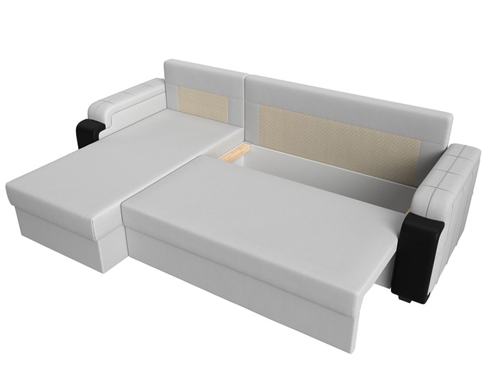 Угловой диван с оттоманкой Николь лайт, Белый/Черный (экокожа) в Петрозаводске - изображение 5