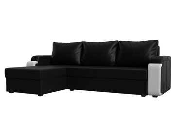 Угловой диван с оттоманкой Николь лайт, Черный/Белый (экокожа) в Петрозаводске
