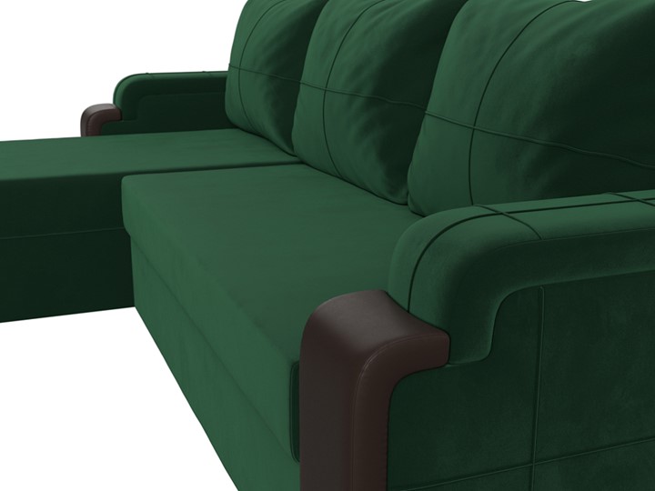 Угловой раскладной диван Николь лайт, Зеленый/Коричневый (велюр/экокожа) в Петрозаводске - изображение 3