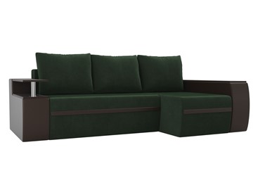 Угловой диван с оттоманкой Ричмонд, Зеленый/Коричневый (велюр/экокожа) в Петрозаводске
