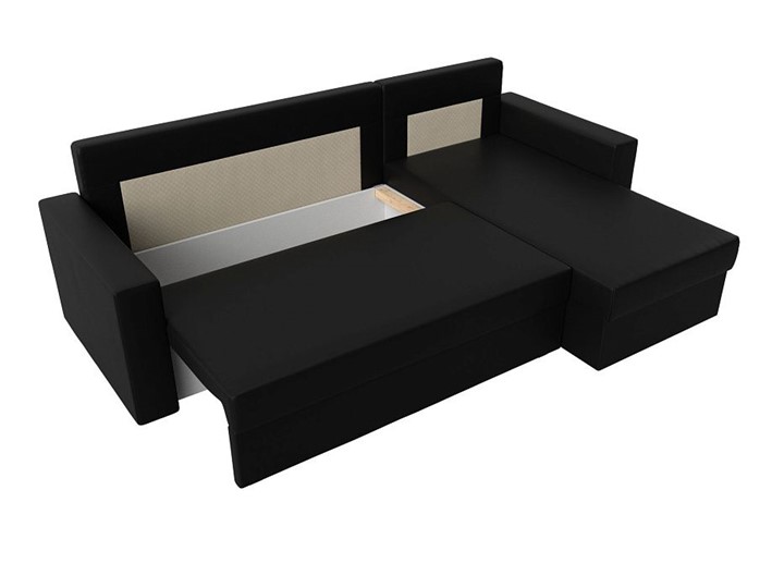 Угловой диван с оттоманкой Траумберг Лайт, Черный (Экокожа) в Петрозаводске - изображение 1