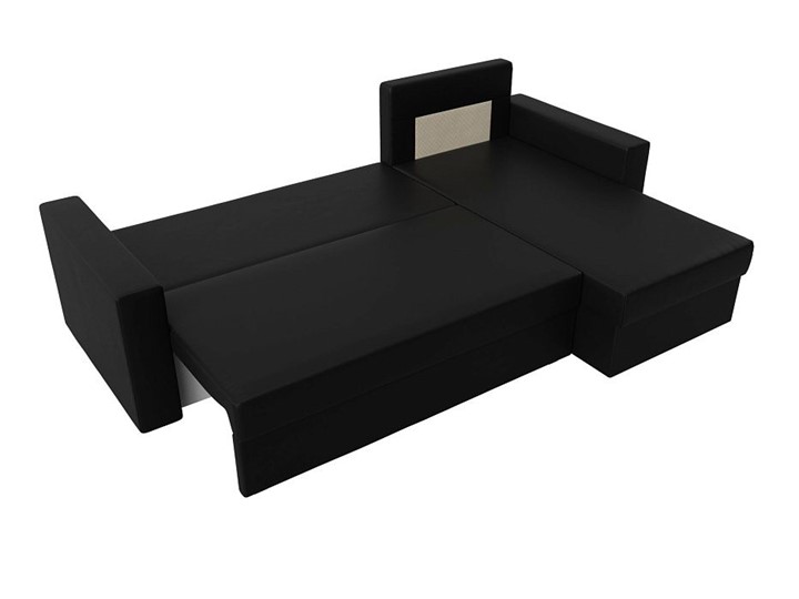 Угловой диван с оттоманкой Траумберг Лайт, Черный (Экокожа) в Петрозаводске - изображение 2