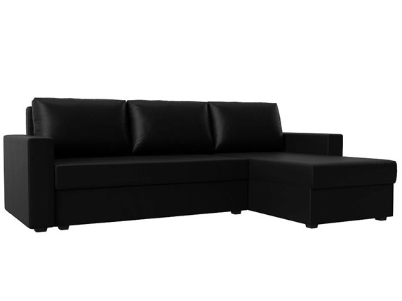 Угловой диван с оттоманкой Траумберг Лайт, Черный (Экокожа) в Петрозаводске - изображение