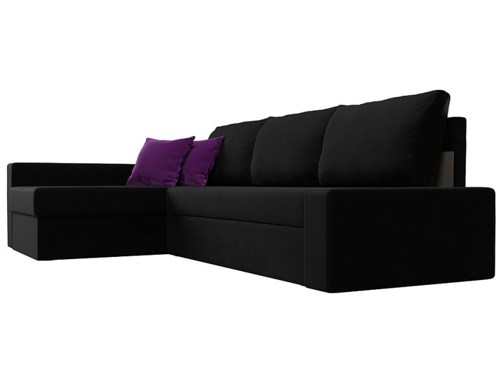 Угловой диван для гостиной Версаль, Черный/Фиолетовый (микровельвет) в Петрозаводске - изображение 2