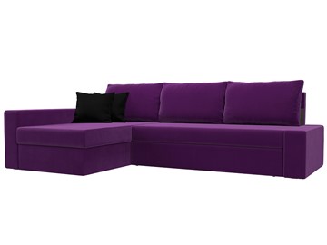Угловой диван для гостиной Версаль, Фиолетовый/Черный (микровельвет) в Петрозаводске - предосмотр