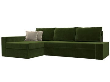 Угловой диван для гостиной Версаль, Зеленый/Бежевый (микровельвет) в Петрозаводске
