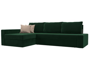Угловой диван для гостиной Версаль, Зеленый/Бежевый (велюр) в Петрозаводске