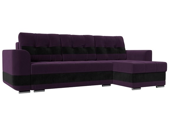 Угловой диван Честер, Фиолетовый/черный (велюр) в Петрозаводске - изображение