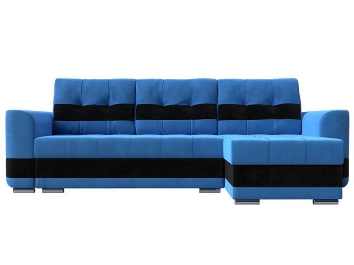 Угловой диван Честер, Голубой/черный (велюр) в Петрозаводске - изображение 1