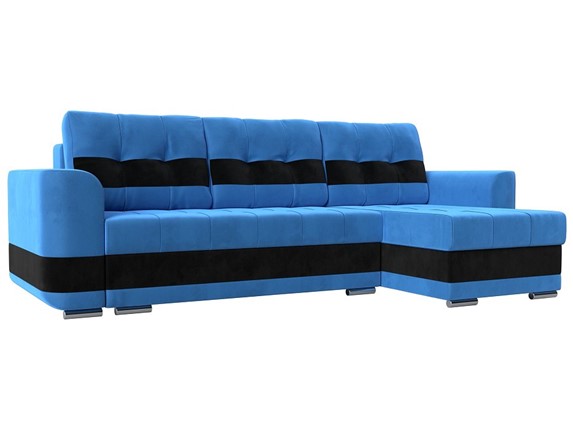 Угловой диван Честер, Голубой/черный (велюр) в Петрозаводске - изображение
