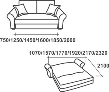 Прямой диван Аккордеон-1, 180 (прямые подлокотники), Элакс в Петрозаводске - предосмотр 2