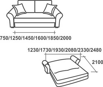Прямой диван Аккордеон-1, 195 (круглые подлокотники), пруж. Змейка в Петрозаводске - предосмотр 2